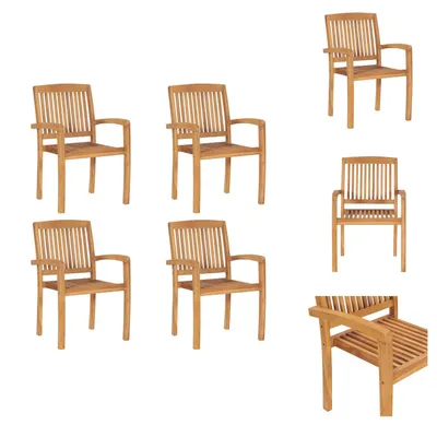Produktbild von vidaXL Stapelbare Gartenstühle 4 Stk. Massivholz Teak - Gartenstühle