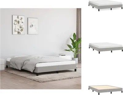 Image de vidaXL Cadre de lit gris clair 140x190 cm Tissu - Lits et sommiers