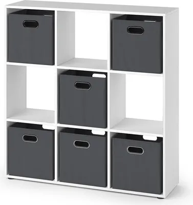 Vicco Raumteiler Nove, 104 x 108 cm mit 6 Faltboxen, Weiß