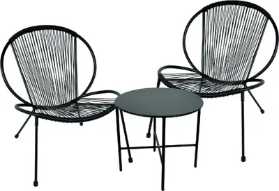 Obrázek produktu pro Progarden | Sada zahradního nábytku - 3-dílná - černá - moderní design - odolná proti povětrnostním vlivům a elegantní
