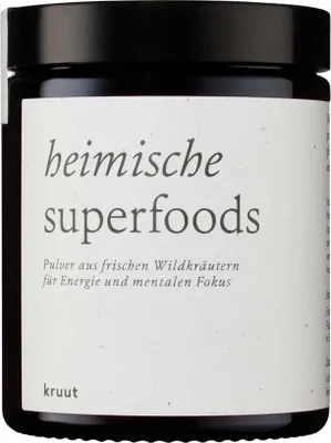 Produktbild von Kruut Heimische Superfoods | 70 g | grünes Rohkostpulver mit Brennnessel & Löwenzahn, reich an Calcium, Eisen & Kalium