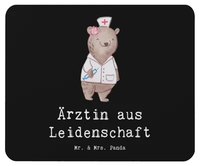 Produktbild von Mr. & Mrs. Panda Mauspad Ärztin Leidenschaft - Schwarz - Geschenk, pc mousepad, computer, Lustig, Mouse Pad, Beruf, Spruch, computermatte, Arztpraxis, Krankenhaus