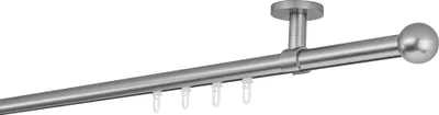 Produktbild von Gardinenstange Maß Innenlauf 20mm Ball 1-lauf Decke 4cm Farbe: Edelstahl-Optik, Größe: 370cm