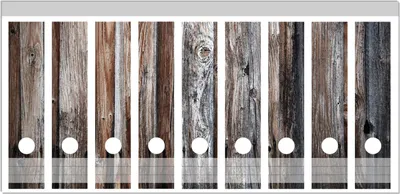 Produktbild von Wallario Ordnerrücken Sticker, selbstklebend für breite Ordner, 9 Stück, Motiv Alte Holzwand - Holzplanken in grau und braun