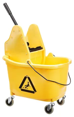 Productafbeelding van Mopemmer met wringer - Rechthoekig op wielen - Voor Kentucky-mop - 33 liter - Geel