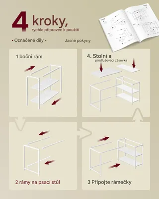 Obrázek produktu pro Rohový kancelářský stůl ve tvaru L LWD136WF01, 120 x 80 cm, bílý