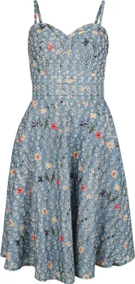 Produktbild von Voodoo Vixen Mittellanges Kleid Damen Summer Flowers Emb Flare Dress blau M