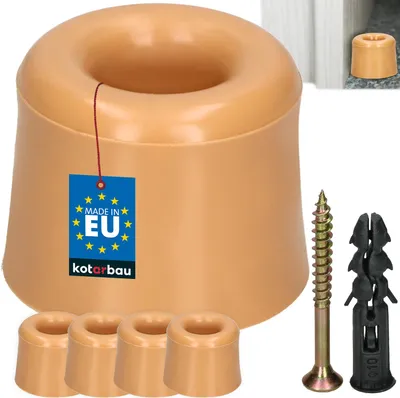 Image de KOTARBAU® Lot de 4 butoirs de porte à visser au sol, 27 mm, beige, butoirs de porte à fixation au sol, butoirs de porte en caoutchouc