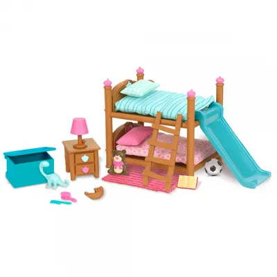 Produktbild von Hochbett Spielset mit Leiter, Rutsche, Spielzeugkiste & Zubehör für 2 Tierkinder
