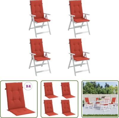 Produktbild von The Living Store Hochlehner-Auflagen 4 Stk. Melange Rot 120x50x4 cm Stoff