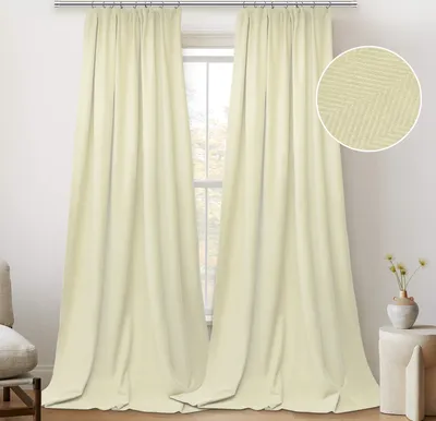 Produktbild von Samt Verdunklungsvorhänge, 2er set Vorhang Blickdicht, Vorhänge Wohnzimmer Thermovorhang (Weiß 132x213cm)