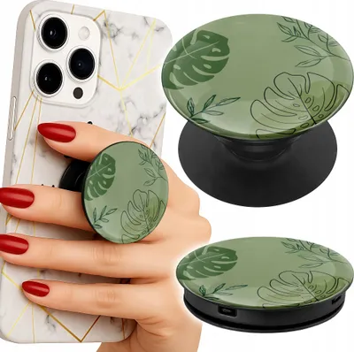 Obrázok produktu pre Drziak na telefon Popsocket na prst / stojan - ZIELONE LIŚCIE ROŚLINNE WZORY