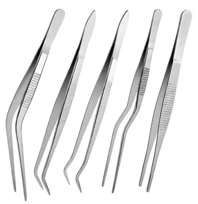 Küchenpinzetten 5er-Set Edelstahl 16 cm, Kochpinzetten