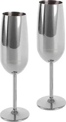 Produktbild von ECHTWERK Sektglas, Champagnerglas, Sektkelche aus Edelstahl, Unzerbrechliche Gläser, Partygläser für Hochzeit/Geburtstag/Picknick, Geschenkset, 2-tlg, 250 ml, Silber-Edition