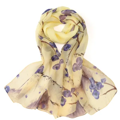 Imagen del producto de Bufanda larga de gasa de seda con estampado floral