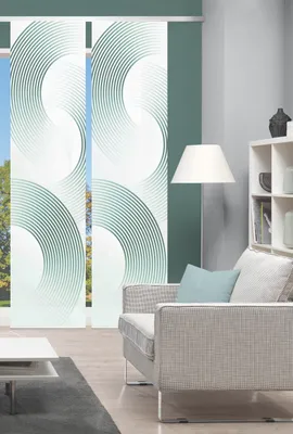 Produktbild von BEXON Schiebegardine, Halbkreismotiv, halbtransparent, 260x60 cm