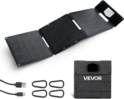 Immagine prodotto di Pannello solare pieghevole VEVOR da 30 W, modulo solare monocristallino di tipo N 16BB, caricatore solare portatile con porte USB-A, USB-A (QC3.0) e Type-C per campeggio, viaggi con lo zaino, telefoni cellulari e tablet