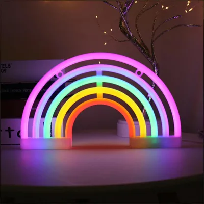 Zdjęcie produktu dla Oświetlenie NEON LED, dekoracyjne oświetlenie ścienne, kolorowa tęcza, ok. 38 x 19 x 2 cm