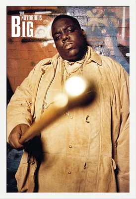 Image de The Notorious B.I.G. - Poster - Cane + cadre amovible, Shinsuke® Maxi MDF blanc, vitre acrylique