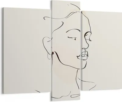 Produktbild von Bild auf Leinwand - Leinwandbild - 3 Teile - Frau Zeichnung Linie - 95x80cm - Wand Bild - Wanddeko - Wandbilder - Leinwanddruck - Bilder - Wanddekoration - Leinwand bilder - Wandbild - CB95x80-5046