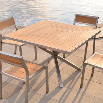 Produktbild von Teako Design Esstisch Andalo Teakholz Edelstahl 120x120x76 cm