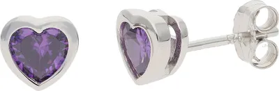 Produktbild von JuwelmaLux Kinder Ohrstecker 925/000 Sterling Silber Herz mit Zirkonia Lila JL16-06-0633