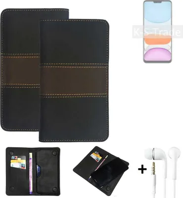 Produktbild von K-S-Trade Handyhülle + Kopfhörer kompatibel mit Meizu M10S Schutzhülle Walletcase Bookstyle Tasche Schutz Case Hülle Wallet Cover Kunstleder
