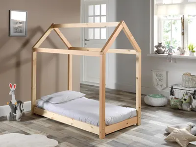 Produktbild von Vipack Hausbett Set CABANE mit Matratze, Liegefläche 70 x 140 cm Kiefer natur