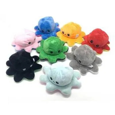 Produktbild von Wende Oktopus Plüsch einfarbig 20cm zufällige Farbe