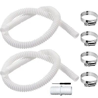 Produktbild von 2× Poolschlauch 32mm, 150cm Schwimmbadschlauch Set mit 4 Metallclips – Flexibler Ersatzschlauch für Poolpumpe und Filtersystem