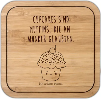 Produktbild von Mr. & Mrs. Panda Tassenuntersetzer Cupcake - Transparent - Geschenk, Muffin, Tiere, Motivation Sprüche, Küche Deko, Untersetzer Kork, Cupcakes, Quadratisch, Coaster