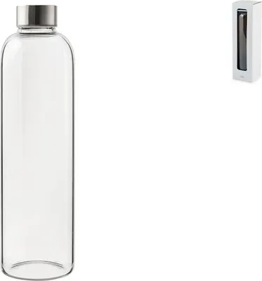 Produktbild von Klare Borosilikatglasflasche mit Edelstahlverschluss, 1,0 l