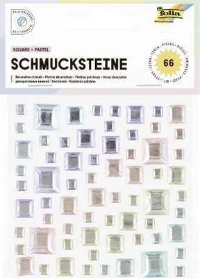 Produktbild von folia Schmucksteine SQUARE PASTEL selbstklebend 67 Stück auf 1 Blatt