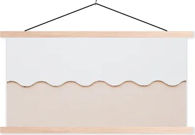 Produktbild von MuchoWow® Textilposter Sommer - Weiß - Wellen 120x60 cm mit holzfarbenen Rahmen - Klemmleiste