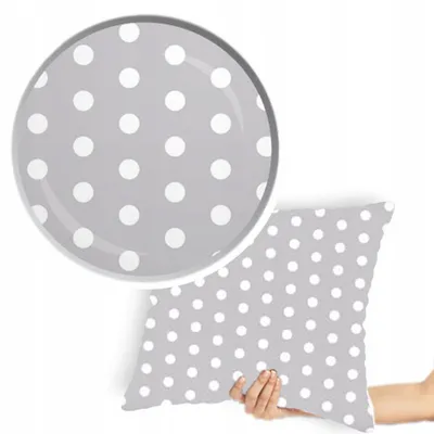 Image de Housse de coussin Designpremium, gris à pois blancs, 70x80 cm