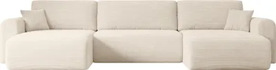 Produktbild von ALTDECOR Wohnlandschaft mit Schlaffunktion und Bettkasten ORRO-U 362x145x83cm Beige - universal, links/rechts angeordnet Ecksofa U-Form Schlafsofa