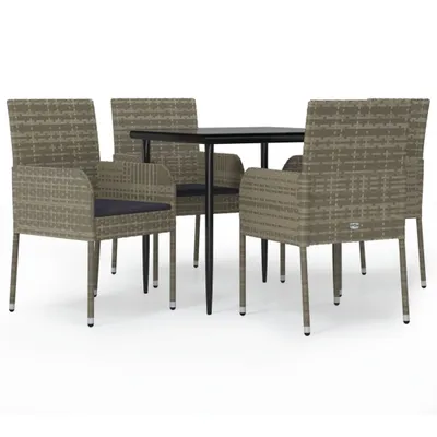 Produktbild von vidaXL 5-tlg. Garten-Essgruppe mit Kissen Schwarz und Grau Poly Rattan