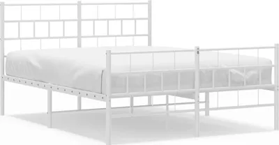 Produktbild von vidaXL Bettgestell mit Kopf- und Fußteil Metall Weiß 160x200 cm