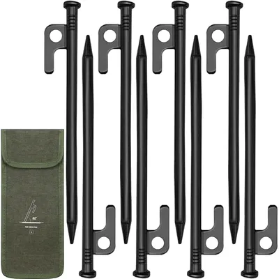 Immagine prodotto di Set di 8 robusti picchetti per tende, lunghi 30 cm, con gancio e foro