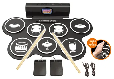 Produktbild von Wiky Elektronisches Schlagzeug für Kinder mit 7 Pads und 2 Fußpedalen