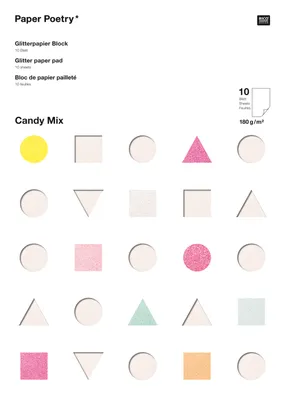 Zdjęcie produktu dla Glitterpaperblock, Mieszanka Cukierków