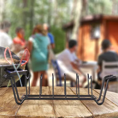 Produktbild von Relaxdays Rippchenhalter, Bratenkorb für den Grill, Carbonstahl, beidseitig, Grillfleischhalter für Spare Ribs, schwarz