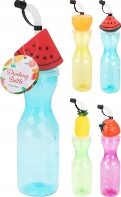 Image de gourde de 500ml avec motif de fruits & paille, sans BPA, pour boissons froides & enfants
