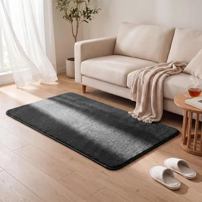 Produktbild von VOUNOT® Weicher Kurzflor Teppich Wohnzimmer mit Antirutschmatte 80x150 cm Anthrazit