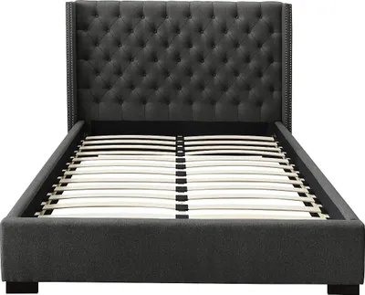 Produktbild von Bett MASSIMO - gestepptes Kopfteil - 180 × 200 cm - Stoff - Farbe grau