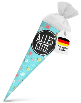 Produktbild von itenga Geschwister Schultüte 35cm "Fische" mit Aufkleber "Alles Gute"
