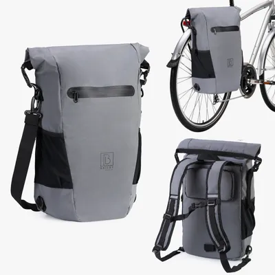 Produktbild von Brisby 20-26 Liter 3-in-1 wasserdichte Rolltop-Fahrradtasche – Rucksack – Umhängetasche – Auch für E-Bikes – 100 % reflektierend