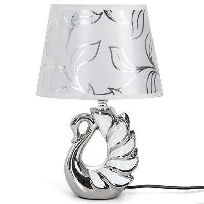 Produktbild von Aigostar Tischlampe aus Keramik, Vintage Tischleuchte mit Stoffschirm, E14 Fassung, max.40W, Moderne Nachttischlampe, (ohne Leuchtmittel) - H310mm