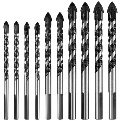 Obrázek produktu pro Sada 10 karbidových vrtáků do kamene, trojúhelníkový hrot, 6/8/10/12 mm, pro různé materiály