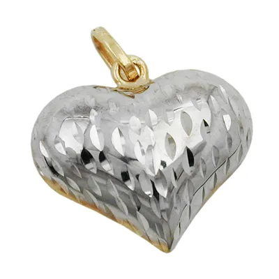 Produktbild von Anhänger 14x16x6mm Herz bicolor diamantiert 9Kt GOLD gold 14x16mm